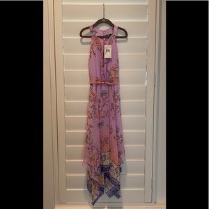 Zunie Lilac Floral Handkerchief Hem Dress